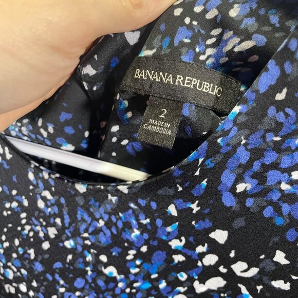 Banana Republic Womens Dress Size 2 Abstract Print Long Sleeve Blue - Picture 5 of 5